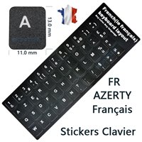 Planche de 48 stickers AZERTY FR Français en fond Noir