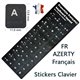 Planche de 48 stickers AZERTY FR Français en fond Noir