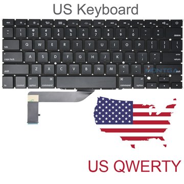 US QWERTY Keyboard Black for Apple Mac MacBook Pro A1398 Computer Laptop
