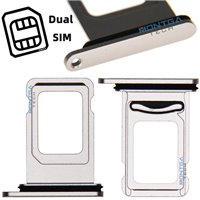 Rack Tiroir Support Carte Dual SIM en couleur Blanc Argenté pour Apple iPhone 11 Téléphone portable