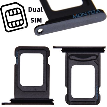 Dual SIM card Tray Black for Apple iPhone 11 Pro
