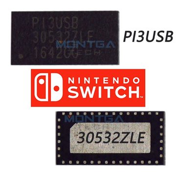 任天堂游戏主机 Nintendo Switch OLED 2021 HEG-001 USB电源充电与HDMI输出控制芯片ic PI3USB P13USB 30532ZLE